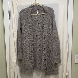 Free People Gray Cable Knit Jacket